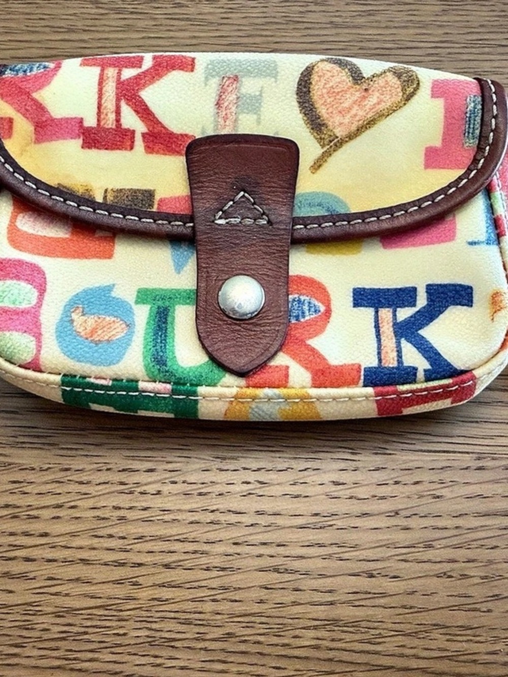 Dooney & Bourke Crayon Scribble Flap Wristlet Multicolor & Brown